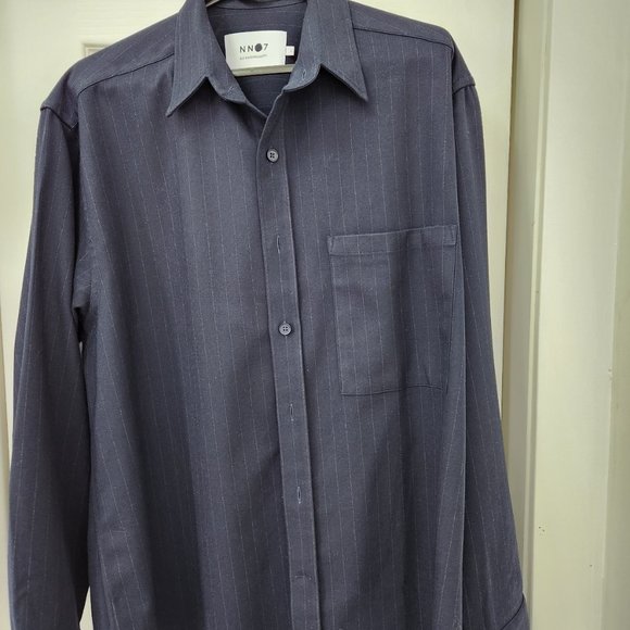 NWT - OVER 80% OFF NO NATIONALITY NN07 MENS NAVY STRIPE SHIRT - Picture 3 of 10